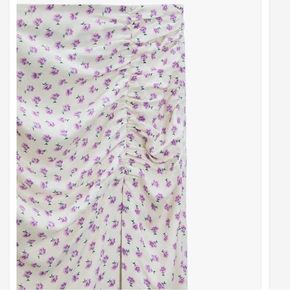ZARA lilac floral print split thigh midi skirt. - Picture 5 of 6